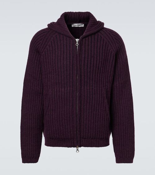 Level ribbed-knit wool zip-up hoodie