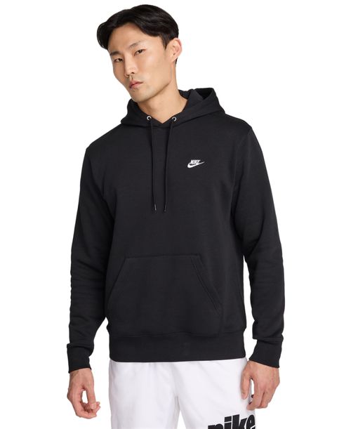 Club Men's Pullover Fleece Logo Hoodie - Black/White