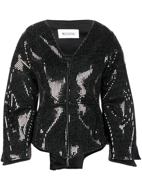 Rythmical mirror V-neck jacket - Black