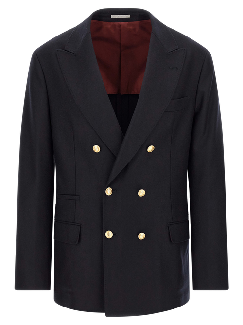 Virgin Wool Double-Breasted Blazer — Navy