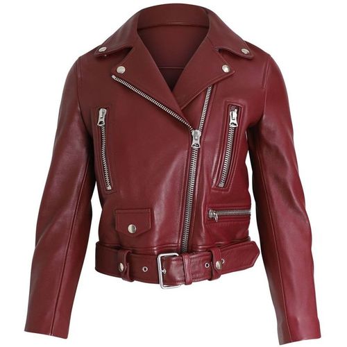 Acne Studios Women's Preloved Biker Jacket in Red Leather in Burgundy