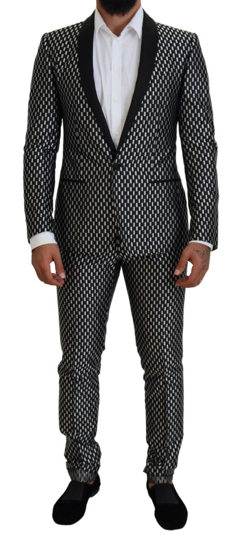 Silk Jacquard Pant Suit — Black