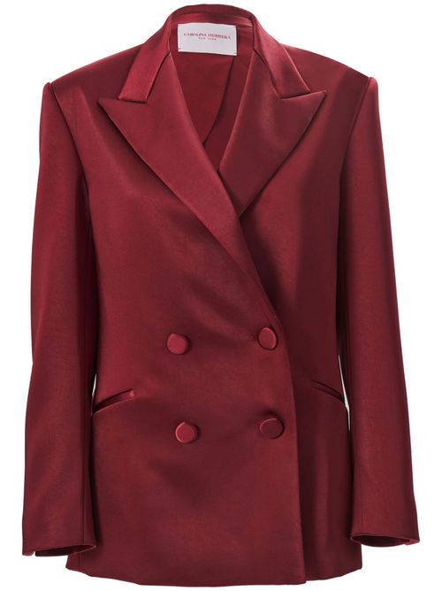 Double-breasted satin blazer - Red