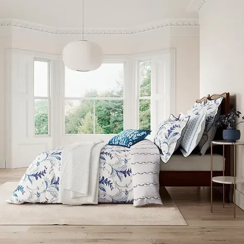 V&A Baroque Duvet Cover Set Single Indigo Blue