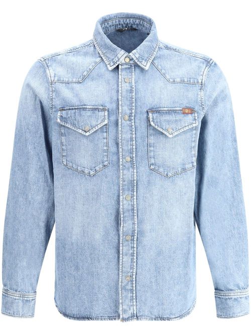 Flap-pocket denim shirt - Blue