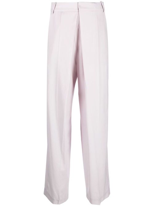 Pleat-detail cotton tailored trousers - Purple
