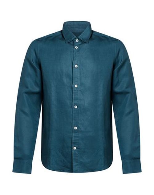 Man Shirt Deep teal Size L Linen, Lyocell