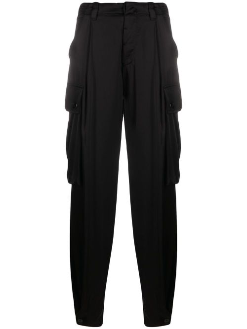 Satin cargo trousers - Black