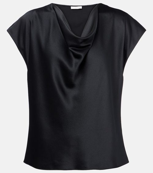 Draped silk satin top