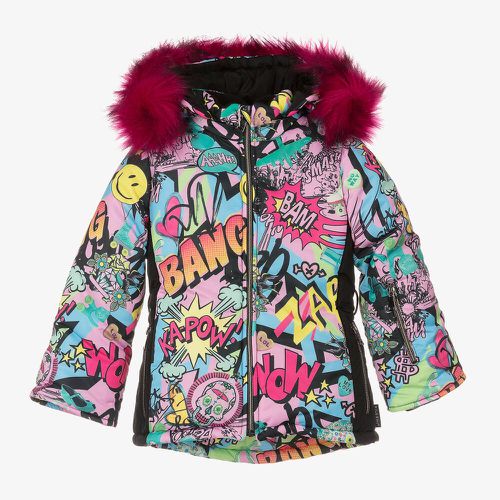 Girls Pink Graffiti Print Ski Jacket