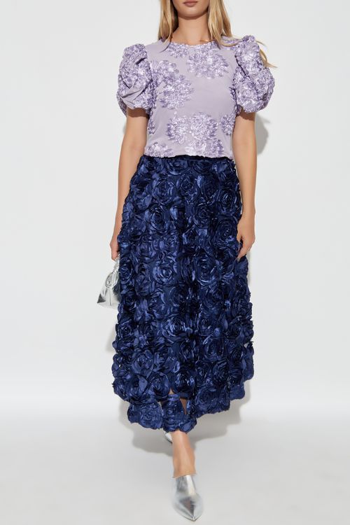 Top With A Floral Motif, Women's, Purple
