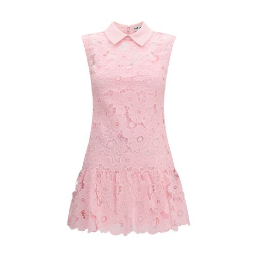 Guipure Lace Preppy Collar Dress — Pink