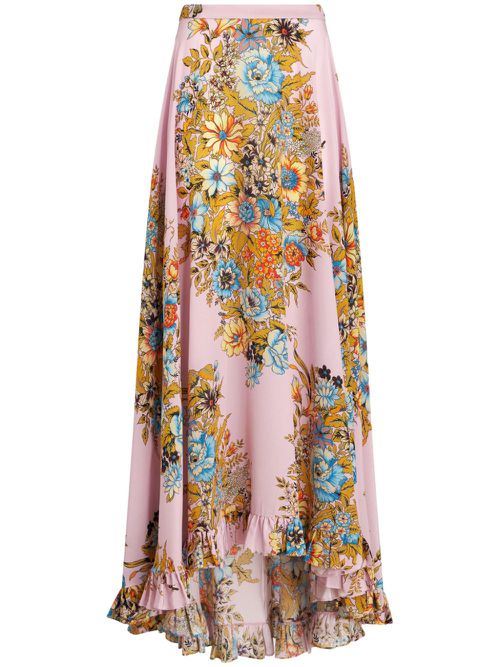Floral-print silk maxi skirt - Pink