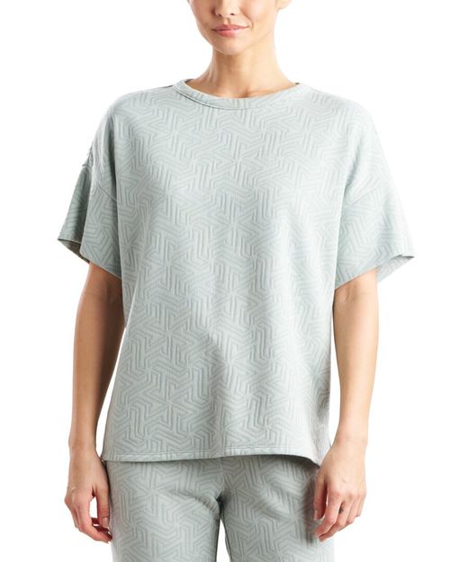 Quilted Geo Knit Jacquard Short Sleeve Top