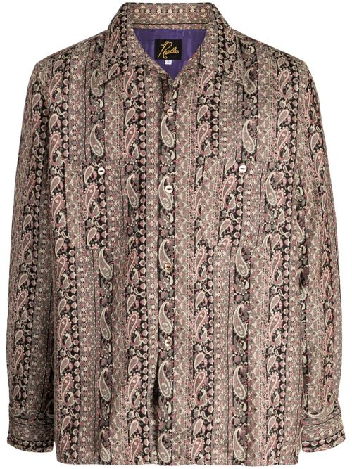 Paisley-print button-up shirt - Brown