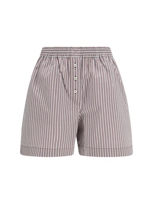 Striped Silk-Cotton Bermuda Shorts — White