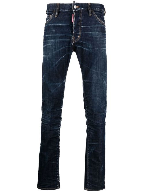 Logo-patch slim-cut jeans - Blue