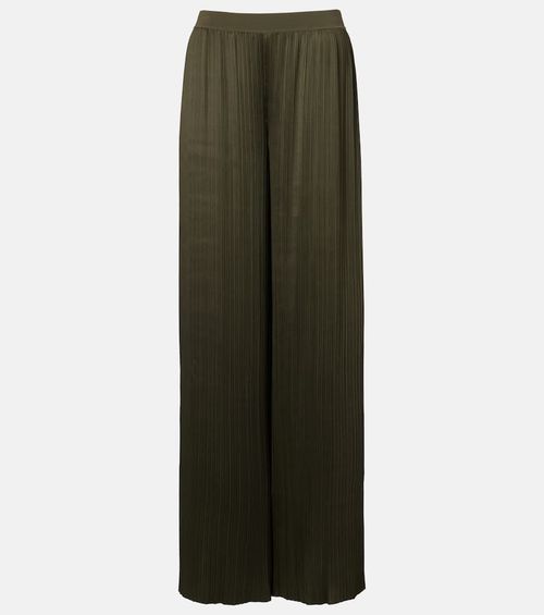Amber plissé satin wide-leg pants