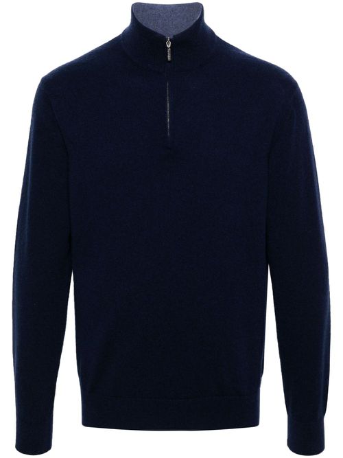 Half-zip cashmere jumper - Blue