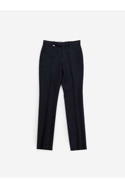 High-Waist Wool Trousers — Navy