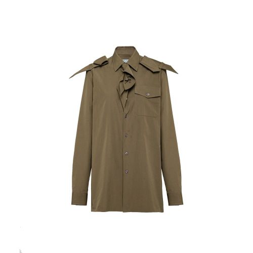 Cotton Shirt with Epaulettes Shirt — Green