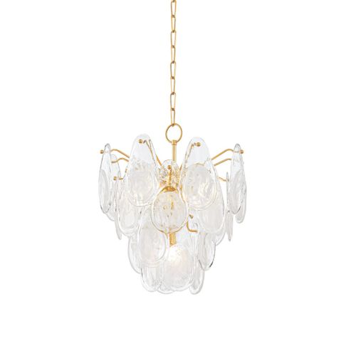 Aged Brass Five Light Chandelier from the Darcia Collection