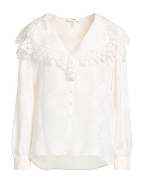Chloé Woman Shirt Cream Size 8 Silk, Cotton, Polyester