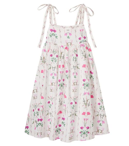Floral cotton and linen dress