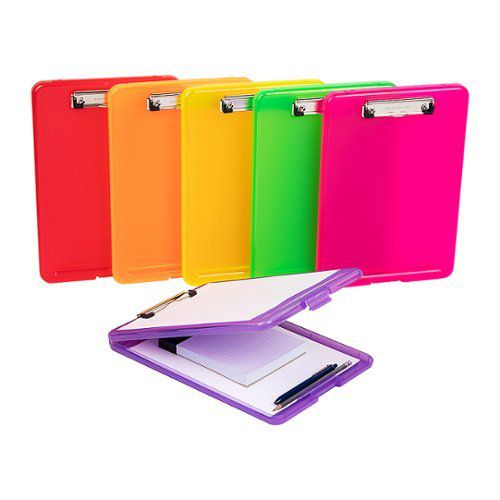 "Clipboard with Storage, Teacher, Nursing Clipboard, Plastic, 9.25""L x 13.25""W x 1""H, Set of 6 - Multi"