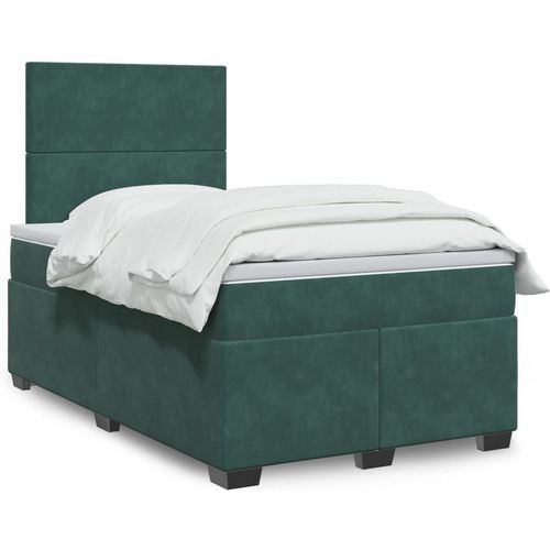 Box Spring Bed with Mattress Dark Green 120x190 cm Small Double Velvet