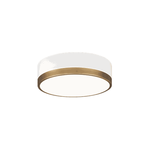 White & Aged Gold Brass Two Light Flush Mount from the Trydor Collection