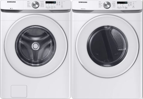 Samsung Side-by-Side Front Load Washer and Electric Dryer Set in White SAWADREW