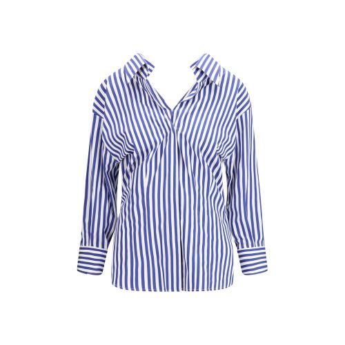 Striped Cotton Blouse — Blue