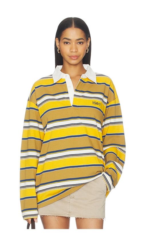 SSAINT Cruz Rugby Polo Shirt in Mustard,Blue. L/XL. Also in