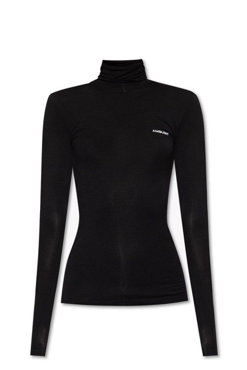 Logo Printed Turtleneck Top