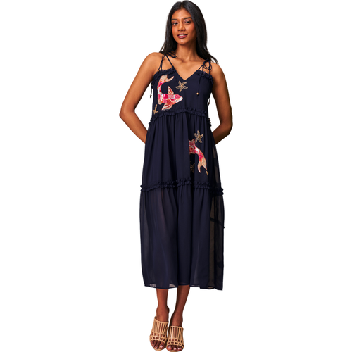 Hope & Ivy Inaya Embellished Tie Strap Midi Dre