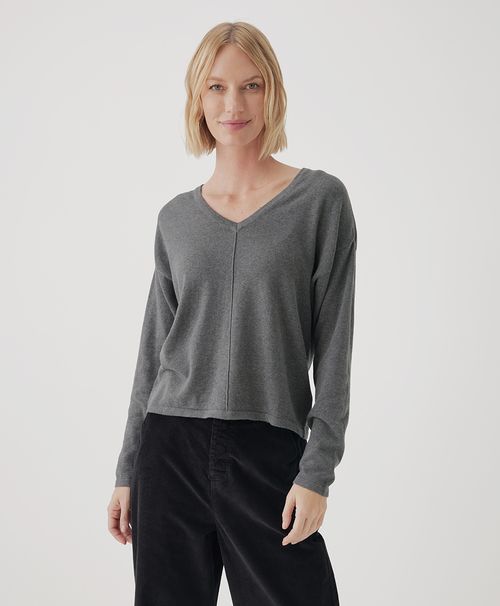 Women's Grey Heather Classic Fine Knit Relaxed Sweater