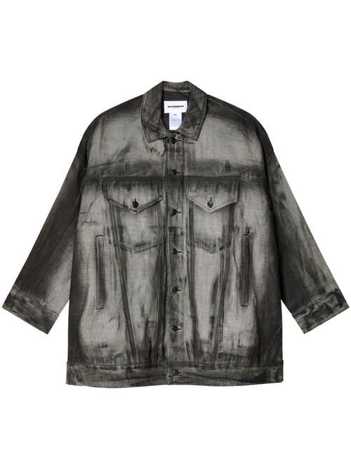 Distressed-finish denim jacket - Black