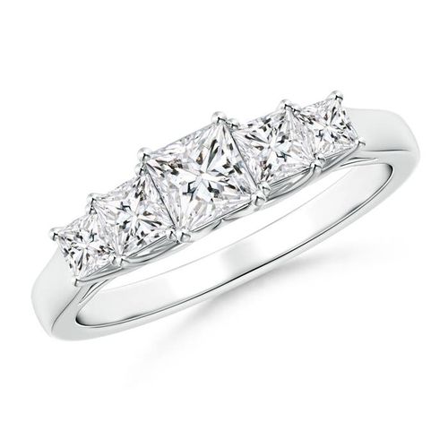 Angara 0.36 Carat Graduated Princess-Cut Trellis Diamond Five Stone Ring in Platinum