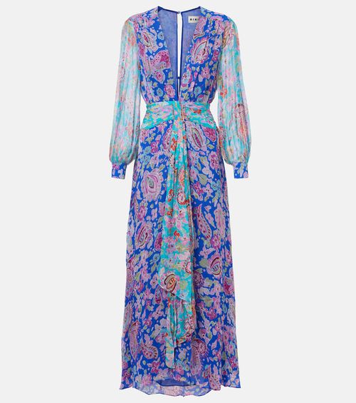 Meera floral gathered chiffon maxi dress