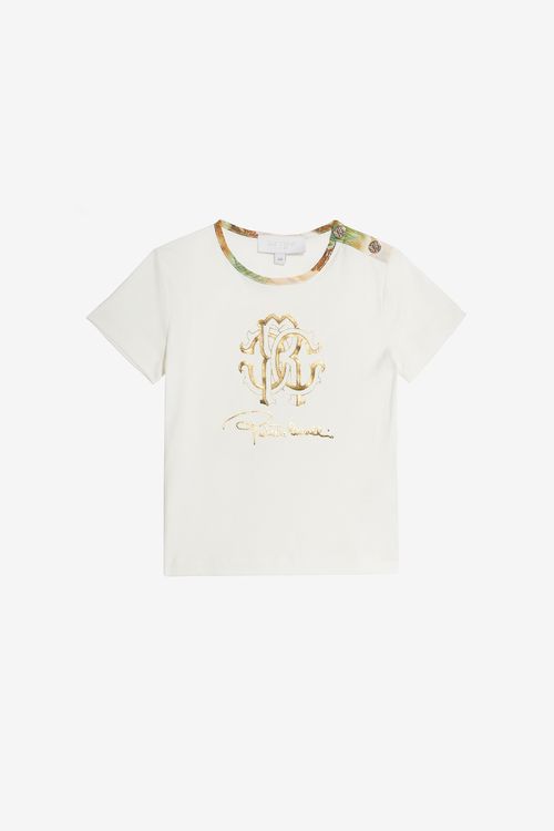 T-shirt With Rc Monogram And Golden Logos - Female Girls (4