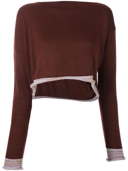 1991 asymmetric knitted blouse - Brown