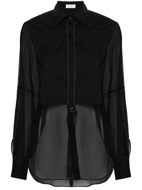 Semi-sheer button-up shirt - Black