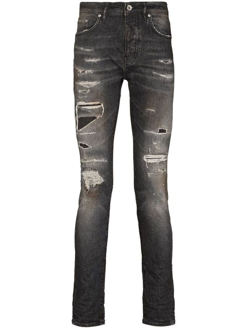 Distressed-finish skinny-jeans - Grey