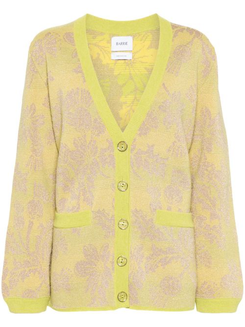Floral-intarsia V-neck cardigan - Yellow
