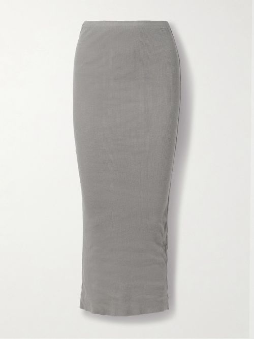 Ribbed Cotton And Cashmere-blend Maxi Skirt - Green