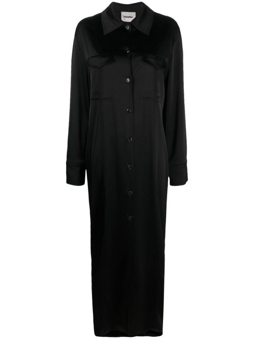 Joann satin shirtdress - Black