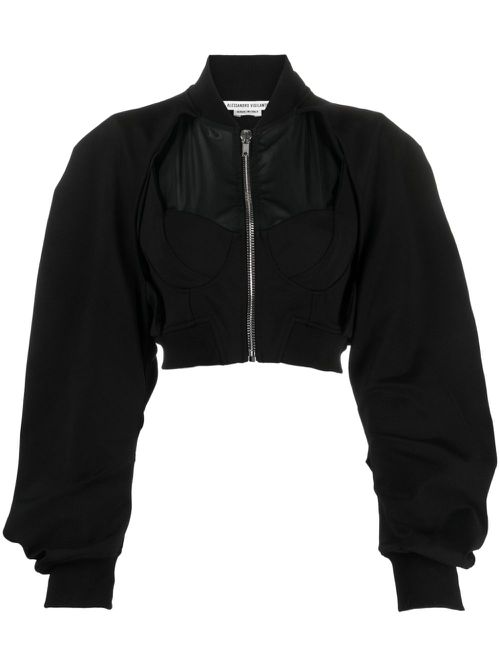 Cut-out cropped bomber jacket - Black