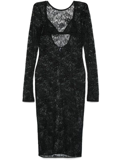 Lace midi dress - Black