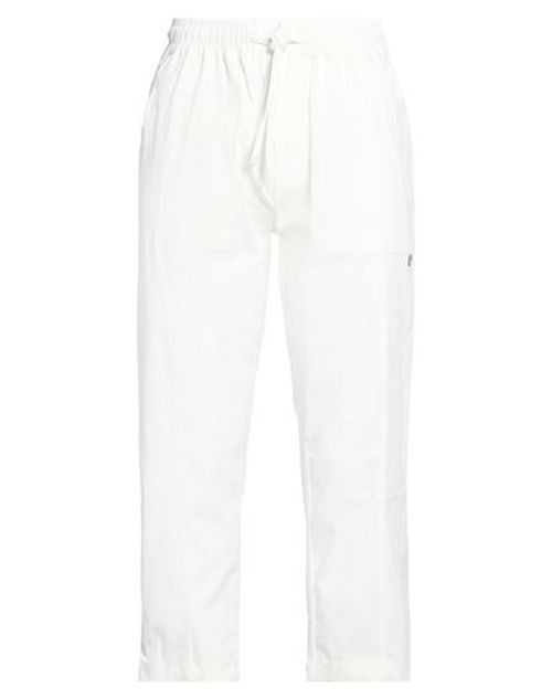 Man Pants White Size M Cotton, Elastane